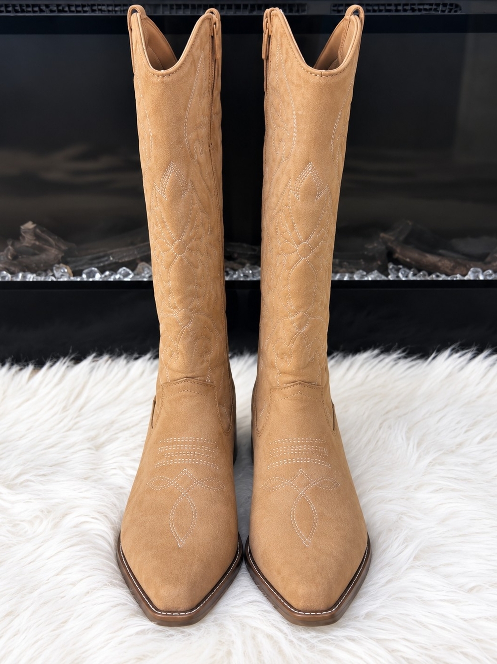 Torrid Western Knee High Boots 7.5WW Extra Wide Calf Tan EUC